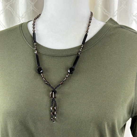 Handmade Jewelry - artisan Handmade Elegant Black Onyx and smoky quartz gemstone Necklace